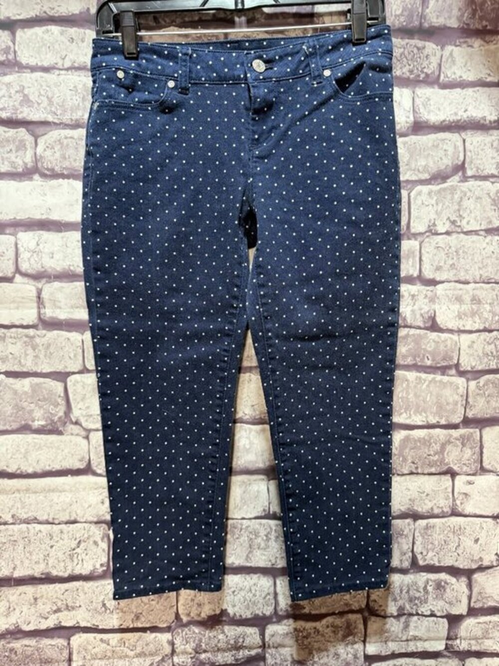 Talbots Navy & White Polka Dot Crop Pants Size 2P